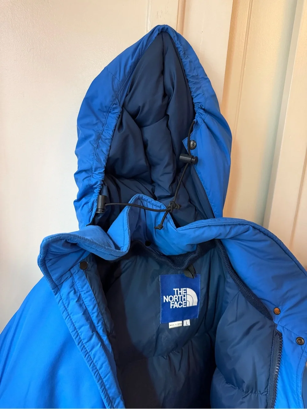 Vintage The North Face Blue Down Parka Jacket w/ Removable Hood – Men’s Large